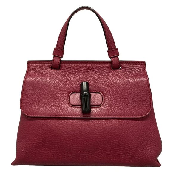 Auth GUCCI Bamboo Daily 370831 Pink Leather Handbag - Picture 1 of 16